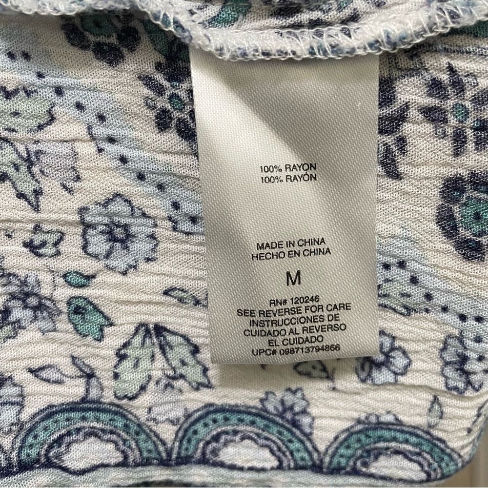 Wallflower Boho Floral Print Dress White & Blue Women's Size Medium Cottage - Picture 7 of 7